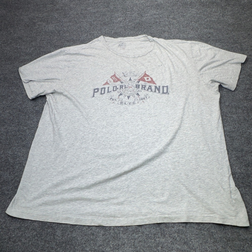 Polo Ralph Lauren Graphic Tee Mens XXL Gray Nautical Yacht Club Gorpcore 20018